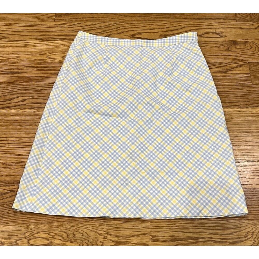 SK15986- BROOKS BROTHERS Women Lightweight Cotton Slightly A-Line Skirt Argyle 8